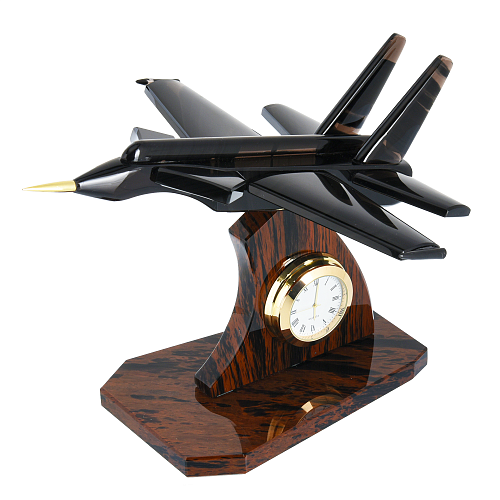 Часы из обсидиана "Самолет истребитель"