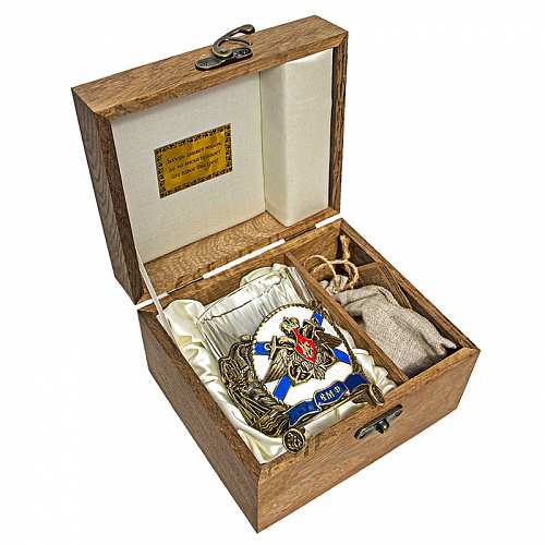 Бокал для виски "ВМФ" с камнями в деревянном футляре