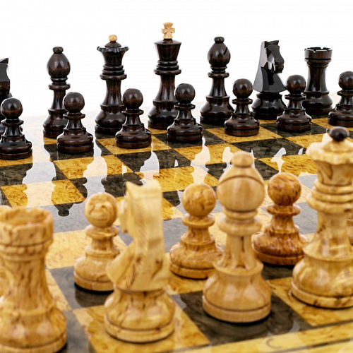 Шахматы из карельской березы "Орнамент"