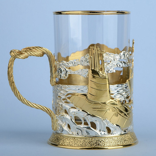 Подстаканник в футляре "ВМФ РФ" (серебрение, золочение)