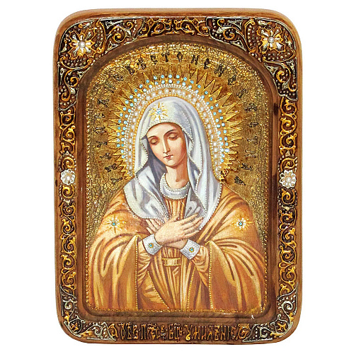 Живописная икона Божией Матери Умиление Серафимо-Дивеевская на кипарисе