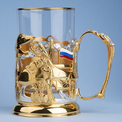 Подстаканник в футляре "ВКС РФ" (серебрение, золочение)