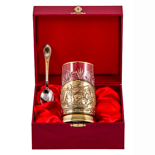 Подстаканник с ложкой "Лучший учитель" мужчина