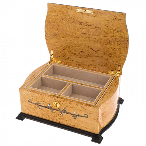 Шкатулка из карельской березы и янтаря "Дамская" 