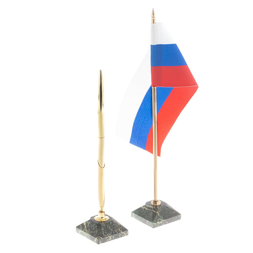 Письменный набор "Герб РФ" камень змеевик