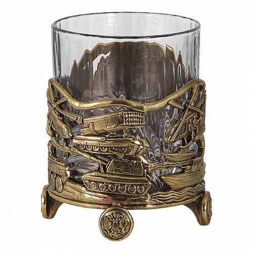 Бокал для виски "Росгвардия" с камнями в деревянном футляре