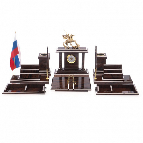 Письменный  набор из обсидиана "Георгий Победоносец"