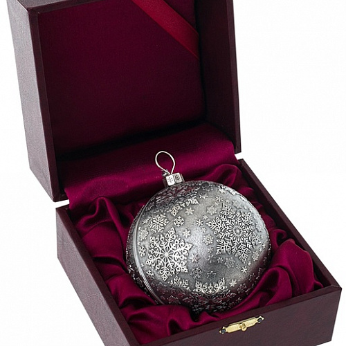 Серебряный елочный шар "Морозный узор"