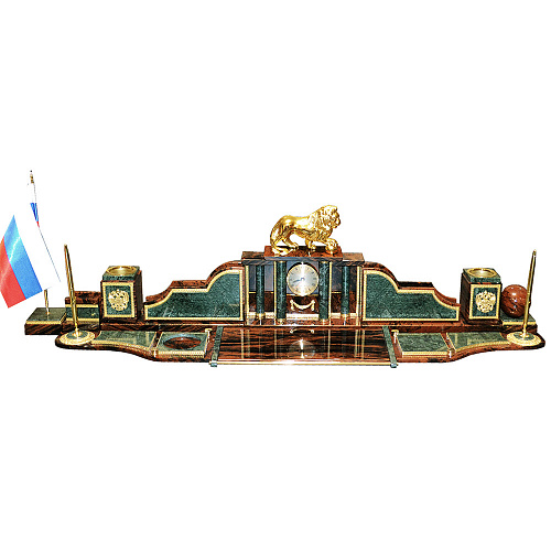 Настольный набор из обсидиана и мрамора "Лев"