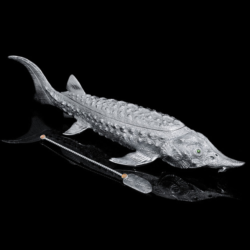 Икорница из серебра "Осетр" 