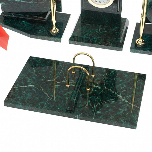 Настольный набор «Герб России» камень змеевик