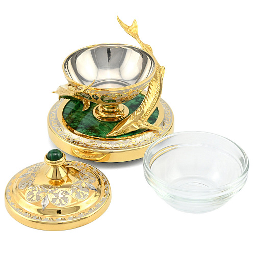 Икорница на малахите "Два осетра" Златоуст