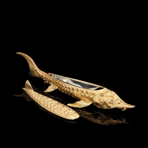 Икорница позолоченная  "Осетр" 