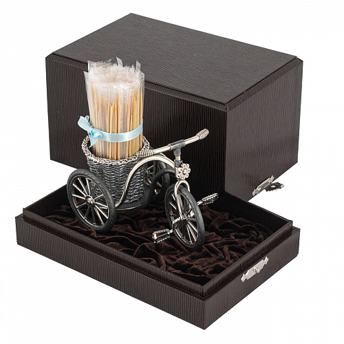 Серебряная подставка для зубочисток "Велосипед"