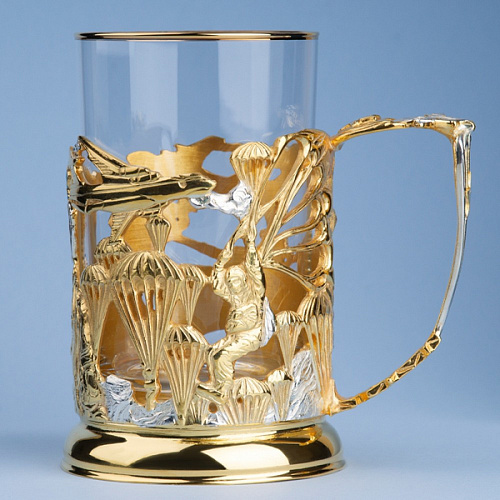 Подстаканник в футляре "Десант" (серебрение, золочение)