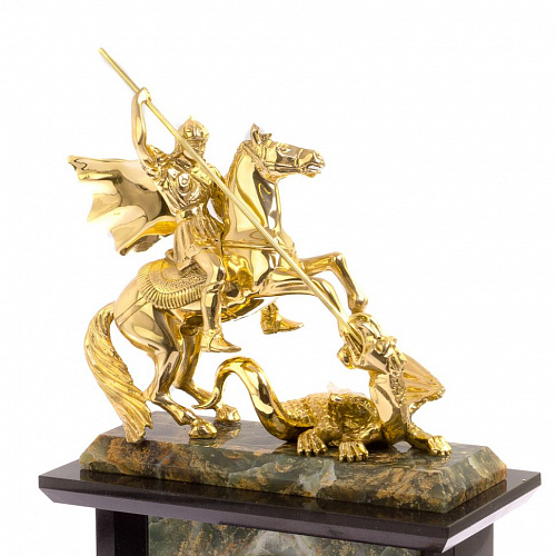 Настольные часы из офиокальцита "Георгий Победоносец" 