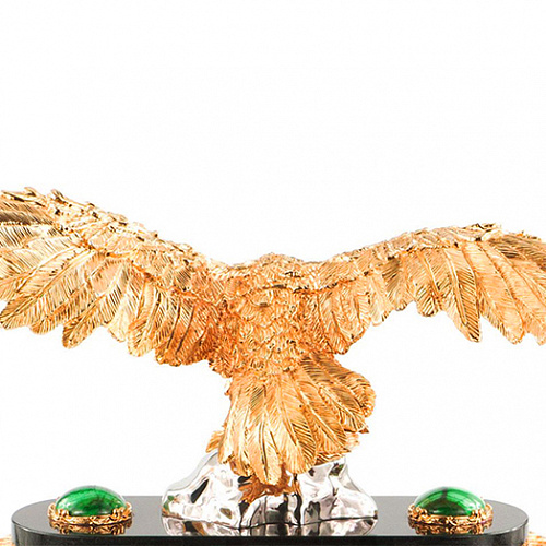 Часы каминные  из малахита "Орел" 