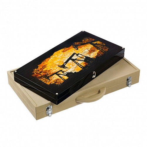 Нарды из мореного дуба и янтаря "Черное золото"