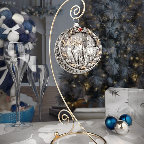Серебряный елочный шар "Ностальгия"