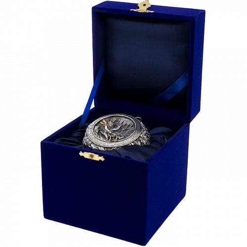 Серебряный елочный шар "Весёлые салазки"