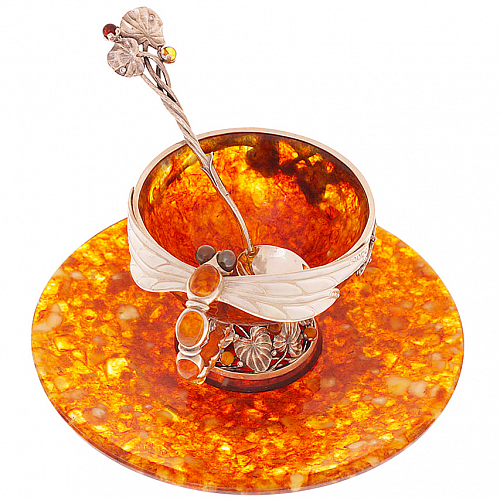 Чайный набор из янтаря "Стрекоза"