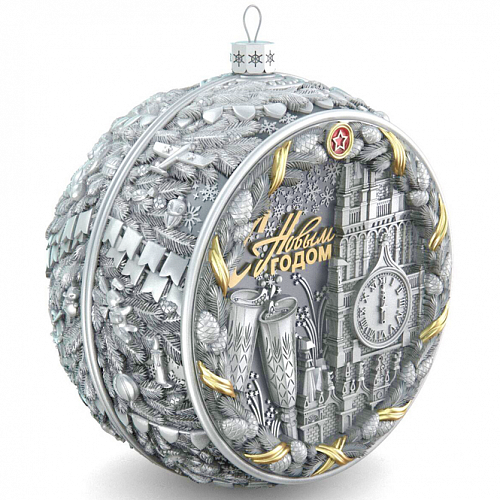 Серебряный елочный шар "Ностальгия"