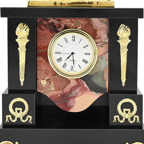 Каминные часы из яшмы "Георгий Победоносец"