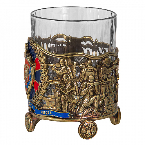 Бокал для виски "ФСБ" с камнями в деревянном футляре