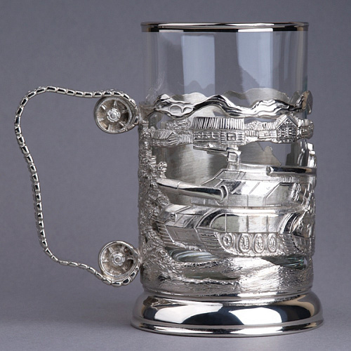 Подстаканник в футляре "Танкист" серебрение