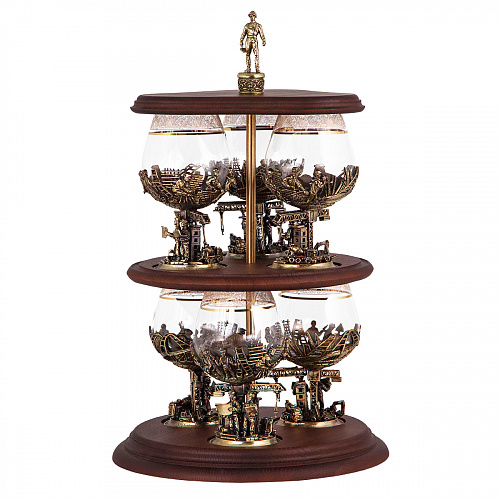 Набор бокалов для бренди на подставке "Строители"