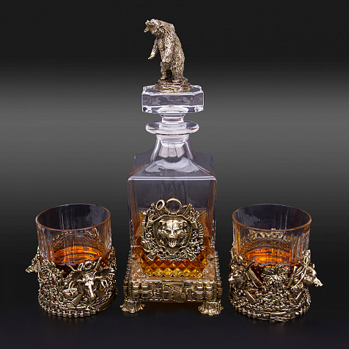 Набор для алкоголя из 2-ух бокалов и штофа "Охота"