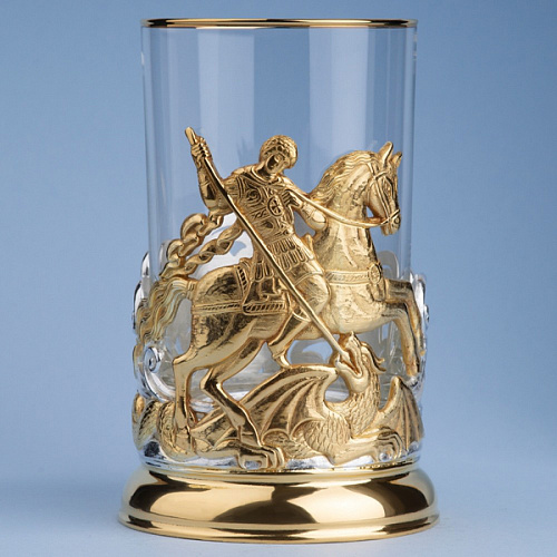 Подстаканник в футляре "Георгий Победоносец" (серебрение, золочение)