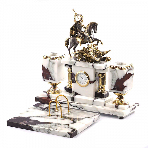 Письменный набор из мрамора "Георгий Победоносец"