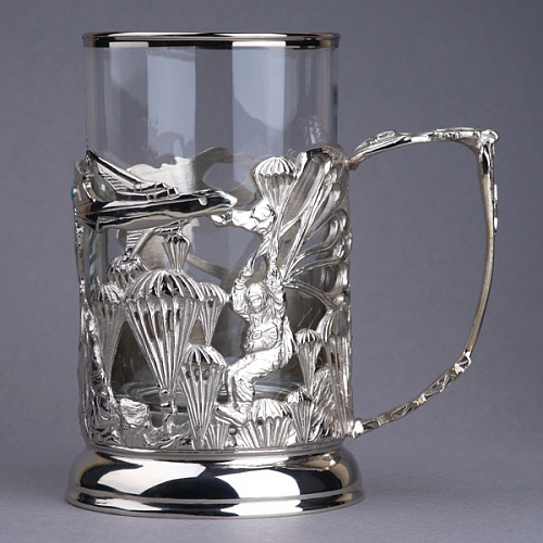 Подстаканник в футляре "Десантник" серебрение