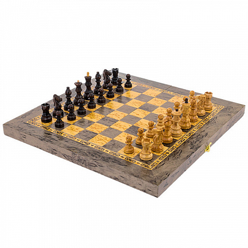 Шахматы складные из мореной карельской березы 