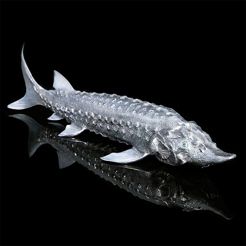 Икорница из серебра "Осетр" 