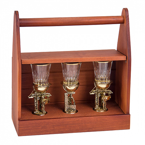 Набор из 3-х стопок "Строительные" в деревянном ящике для инструментов 