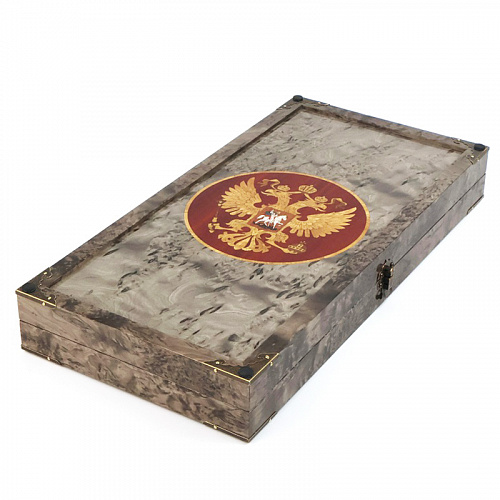 Нарды подарочные из карельской березы "Герб России"