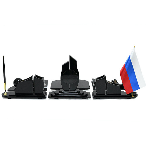 Настольный набор из обсидиана "Стоун"