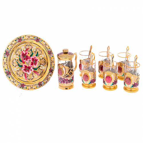 Набор чайный с френч-прессом на 6 персон, Златоуст