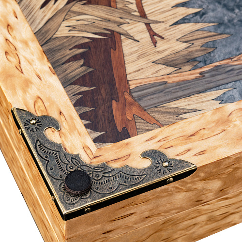 Нарды из карельской березы "Лось"