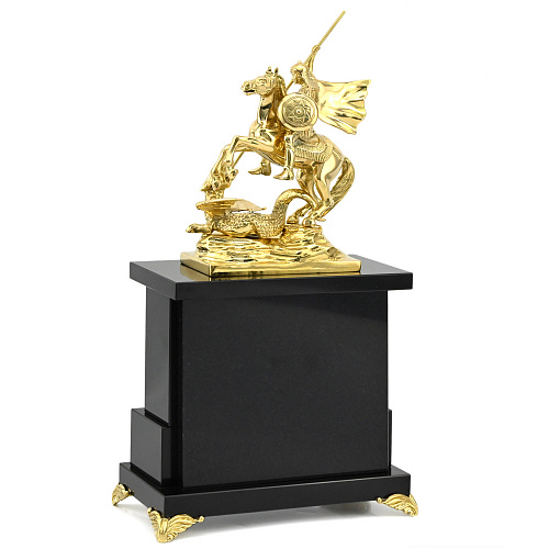 Каминные часы из яшмы "Георгий Победоносец"