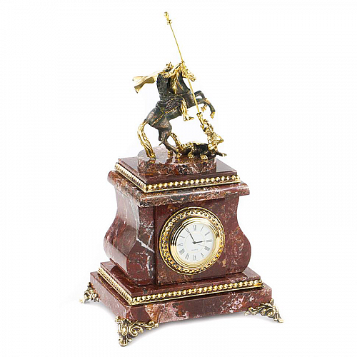 Часы настольные из камня "Георгий Победоносец" 