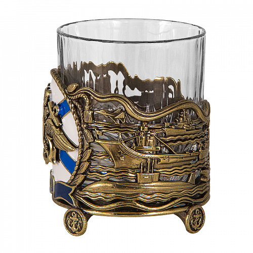 Бокал для виски "ВМФ" с камнями в деревянном футляре