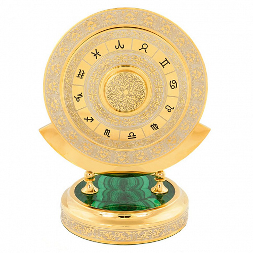 Интерьерные часы из малахита "Вечный календарь" Златоуст