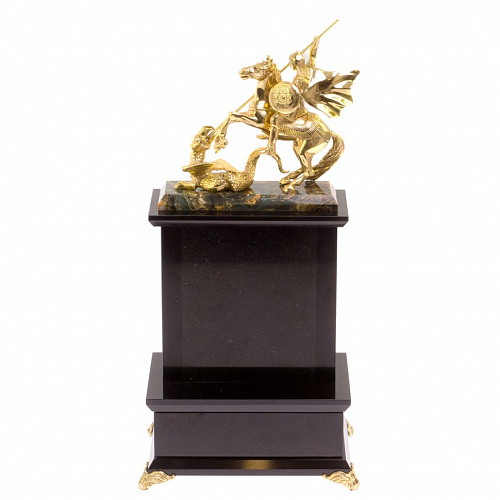 Настольные часы из офиокальцита "Георгий Победоносец" 