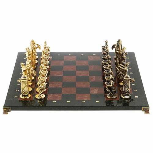 Шахматы из камня с металлическими фигурами "Нефтяники" 