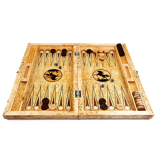 Нарды из  карельской березы "Лошадь"