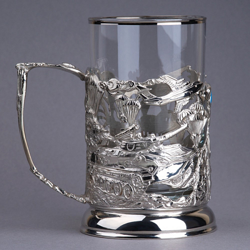 Подстаканник в футляре "Десантник" серебрение