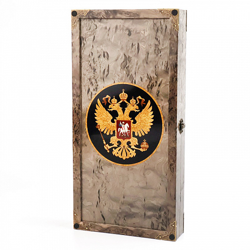 Нарды подарочные из карельской березы "Герб России"